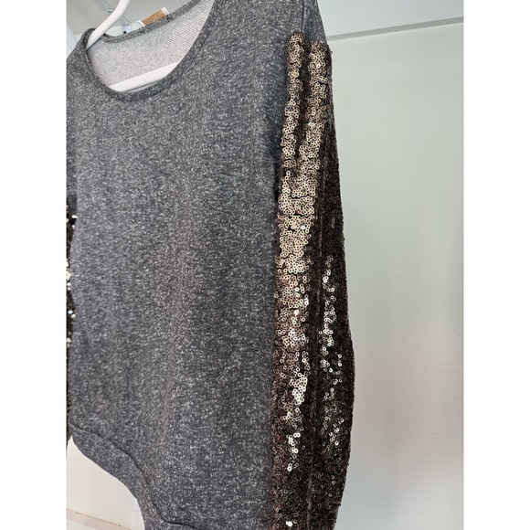 Entro Sequin‎ Long-Sleeve Light Sweater Grey Size Medium - Picture 2 of 8